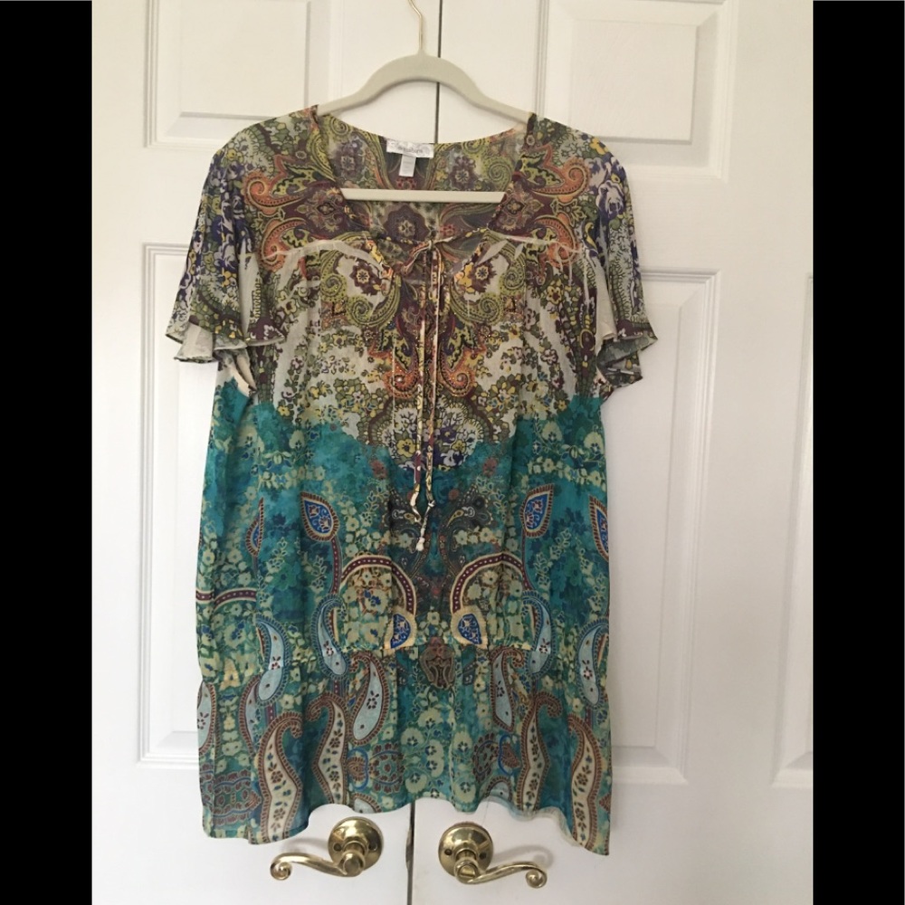 Dress Barn 2X women’s tunic 48”bust V neck 30”hem